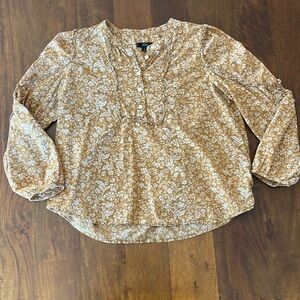 J. Crew Peasant Top in Mustard Floral